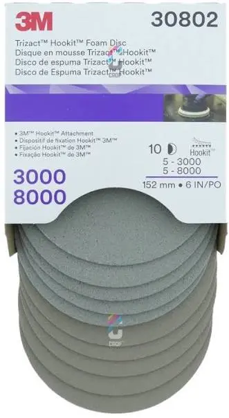 3M Trizact Hookit Foam Schuurschijf 443SA 8000, 150 mm, 3000 + 8000 set, 30802