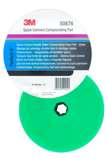 3M Perfect-It Foam Compoundpads, snelkoppelsysteem, groen, vlak, 150 mm, 50878