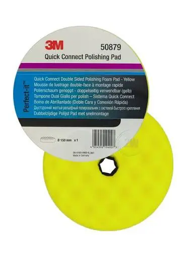 3M Perfect-It Foam Polijstpad, snelkoppelsysteem, geel, geprofileerd, 150 mm, 50879
