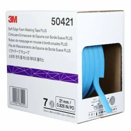 [50421] 3M Soft Edge Foam Maskeer Afplakband Plus, Blauw, 21 mm x 49 m, 50421