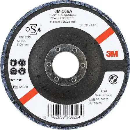[65028] 3M Lamellenschijf 566A, 115 mm, P120, Conisch, PN65028