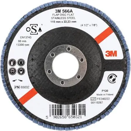 [65032] 3M Lamellenschijf 566A, 115 mm x 22 mm, P120, Vlak, PN65032